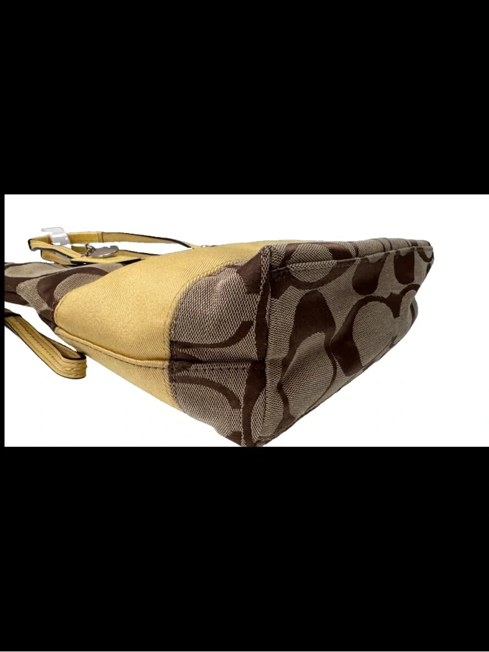 Coach Signature Jacquard Tote Brown w/Yellow (Rare) F13548 Signature Stripe Y2K